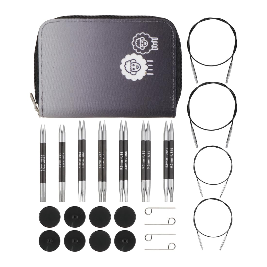 KnitPro Karbonz 4" Midi Interchangeable Needle Set