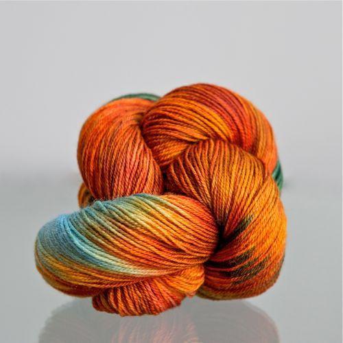 Orange droid - Hand dyed variegated yarn - Merino Fingering to worsted-  white grey silver orange