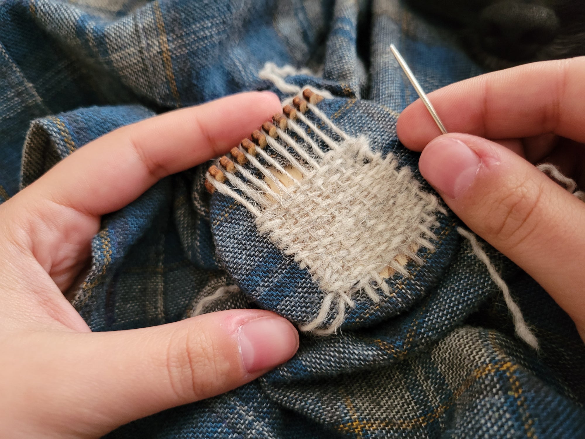 Visible Mending with the Katrinkles Darning Loom